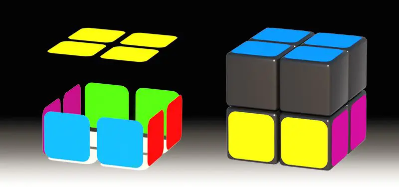matched color on the top of the Pocket Cube 2x2x2
