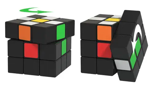 Matching colors and 180 degrees rotation of the Rubik's cube sides