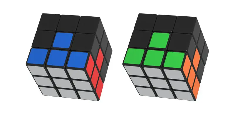 The first layer of the Rubik's Cube correctly assembled and colors correctly positioned
