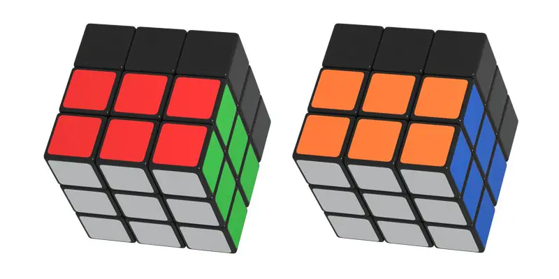 The correctly solved and positioned first and second layers of the Rubik's Cube