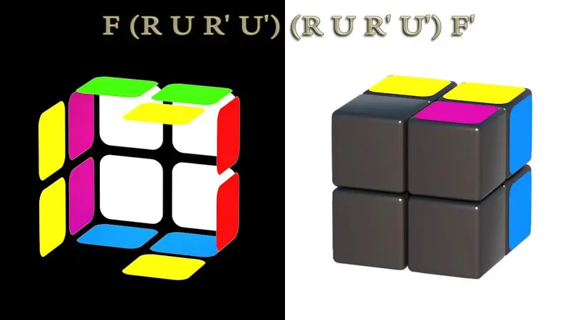 Solving Pocket cube 2x2x2: II step (3/7) - algorithm: F(RUR'U')(RUR'U')F'