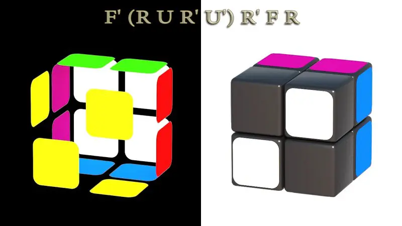 Solving Pocket cube 2x2x2: II step (7/7) - algorithm: F'(RUR'U')(R'FR)