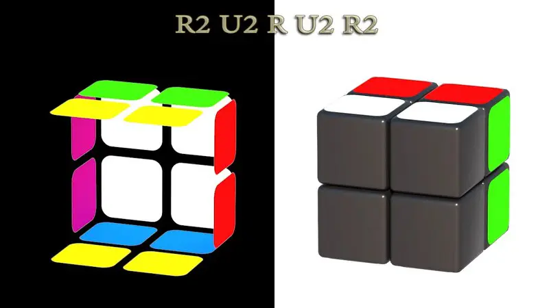 Solving Pocket cube 2x2x2: II step (4/7) - algorithm: R2U2RU2R2