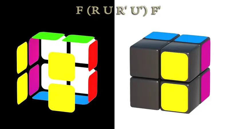 Solving Pocket cube 2x2x2: II step (6/7) - algorithm: F(RUR'U')F'